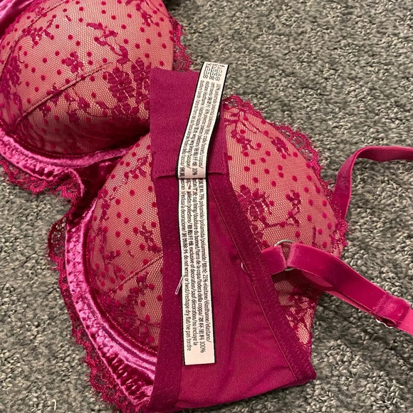 New! Victoria’s Secret Dream Angels Lined Demi Purple Pink Velvet Lace Bra 16140 - Picture 11 of 13